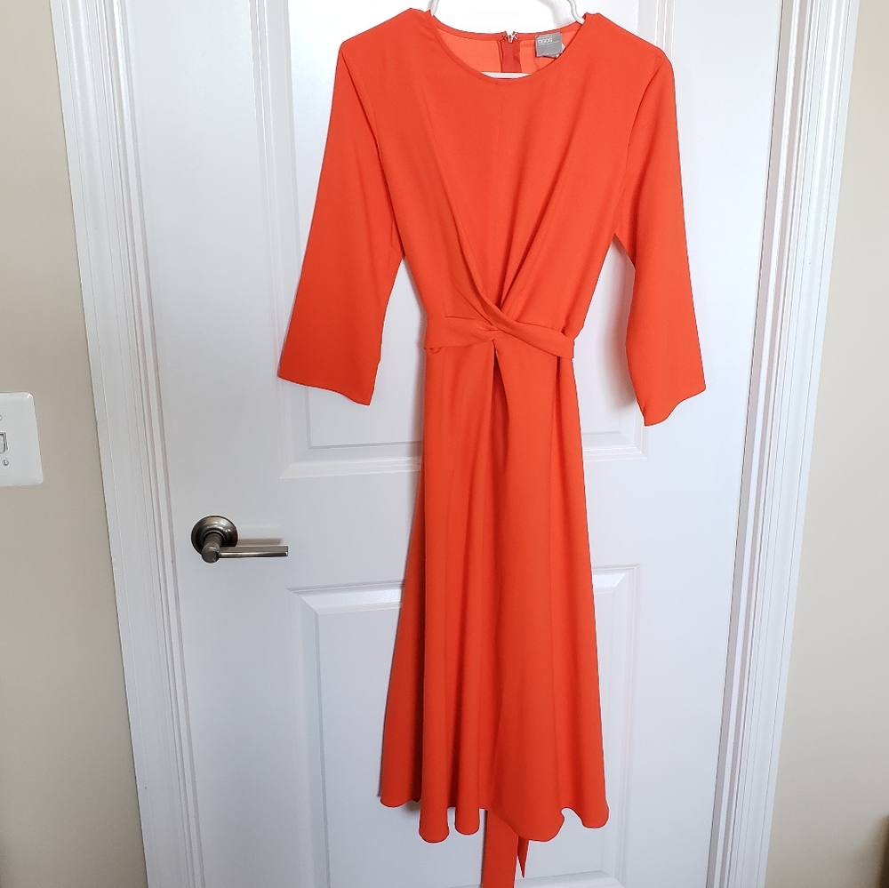 NWT ASOS Orange Tie-Waist Long Sleeve Flowy Dress Sz 6